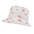 Lightweight Cotton Summer Floral Print Hat, Pink Flowers.